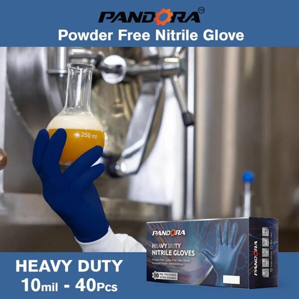 Disposable Gloves, 10 Mil Palm, Nitrile, Powder-Free, L, 80 PK, Blue